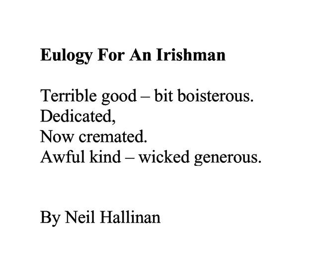 Eulogy for an Irishman Eulogy for an Irishman